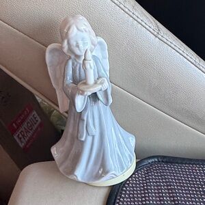 Vintage Ceramic Wind Up Music Playing Christmas Angel Figurine
